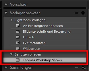 RAW Blog: Lightroom Diashow: Diashow als Benutzervorlage abspeichern