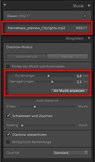 RAW Blog: Lightroom Diashow: Musik und Bilder aufeinander abstimmen